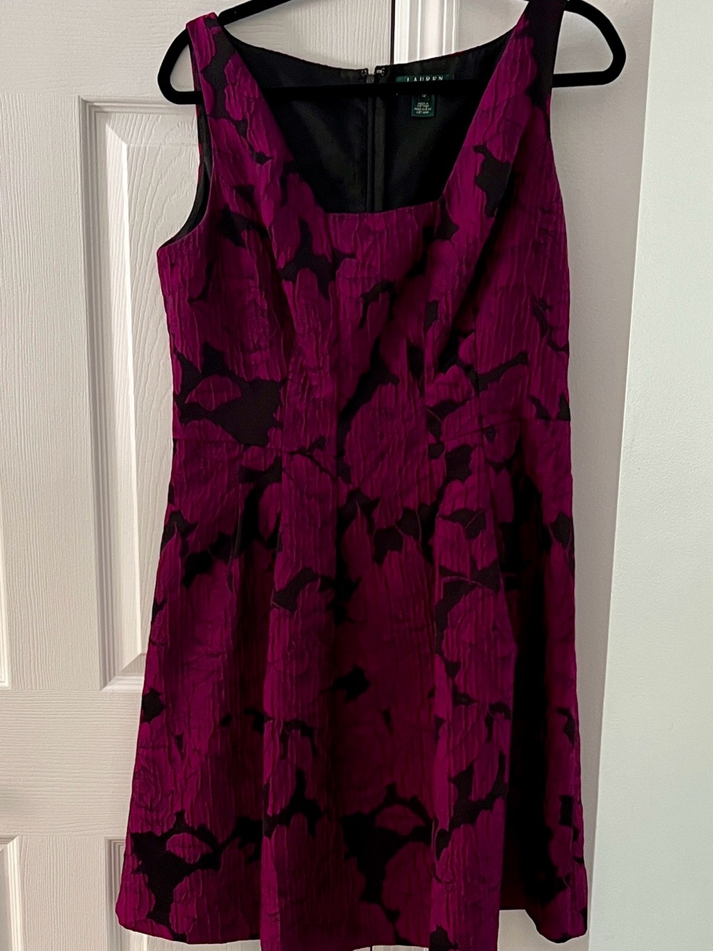 Ralph Lauren Black and Purple & Black Knee Length Jacquard Dress -worn once